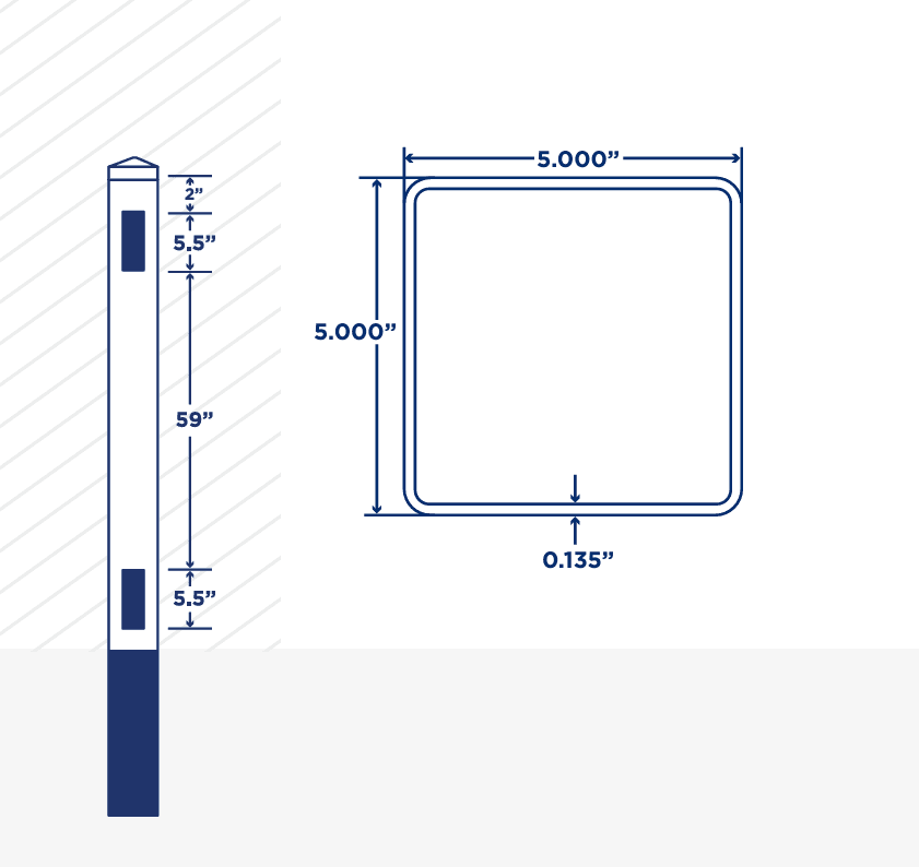 Vinyl Fencing Privacy Corner Post 72" 2 Rail (8') Almond | PS55-135T96-R59-C