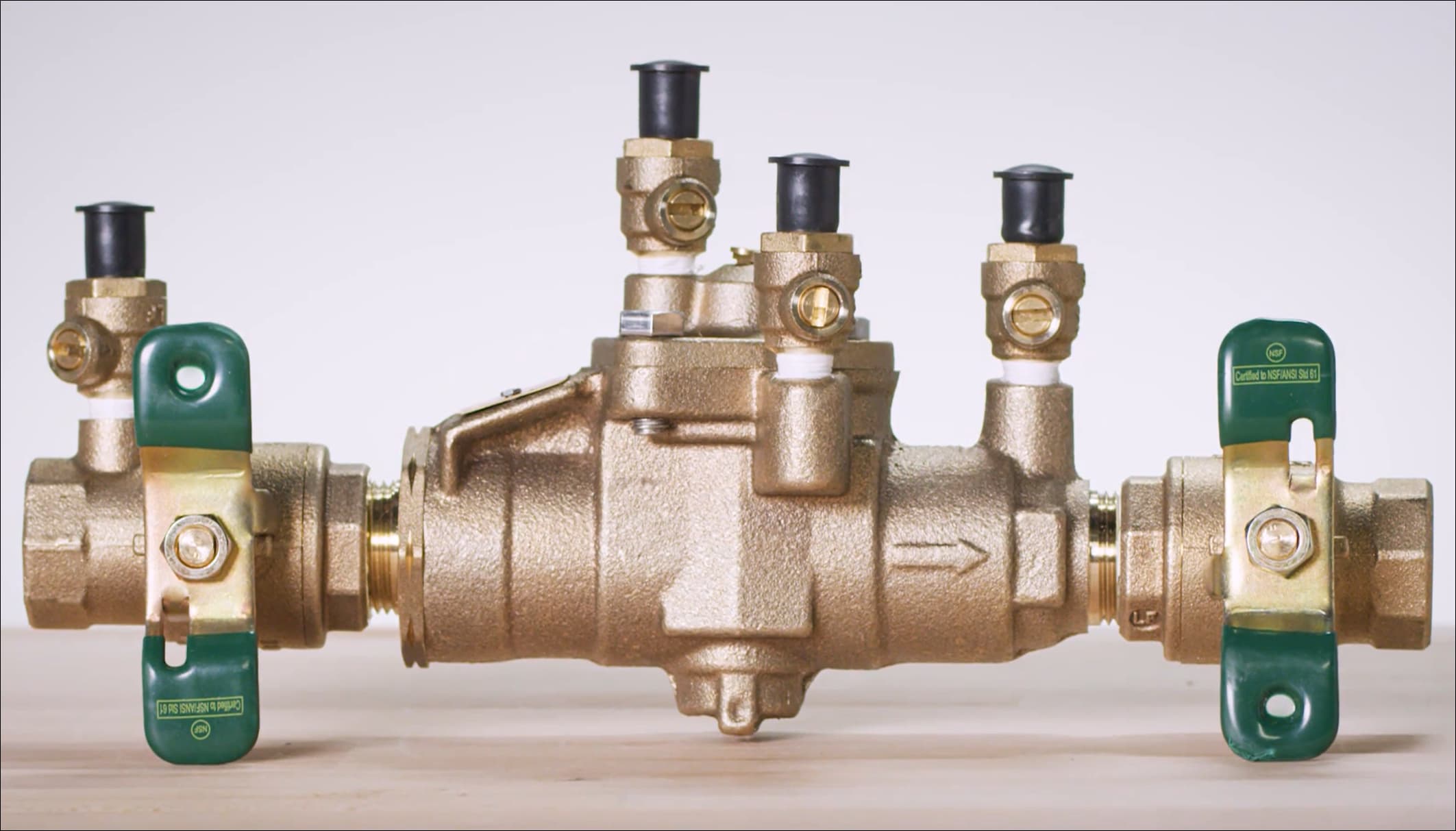 Watts LF009M2-QT-FS Reduced Pressure Zone Assembly Backflow Preventer Quarter Turn Shutoff w/ Flood Sensor Lead Free Copper Silicon Alloy 1-1/4" | 88004113