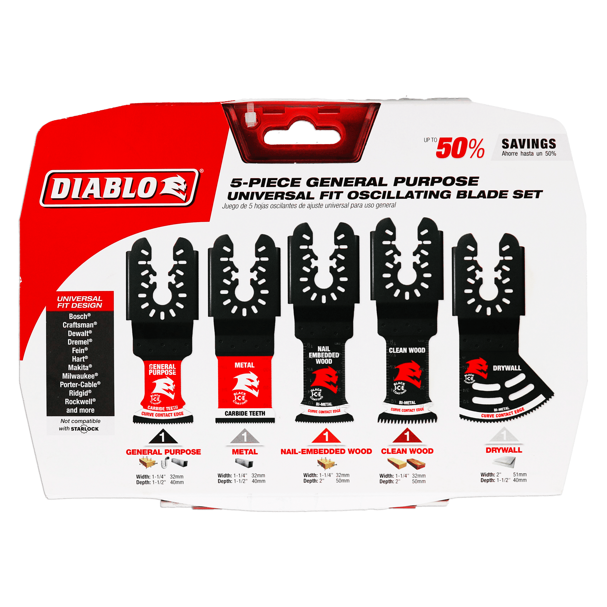 Diablo Universal Oscillating Blades for General Purpose 5 Piece