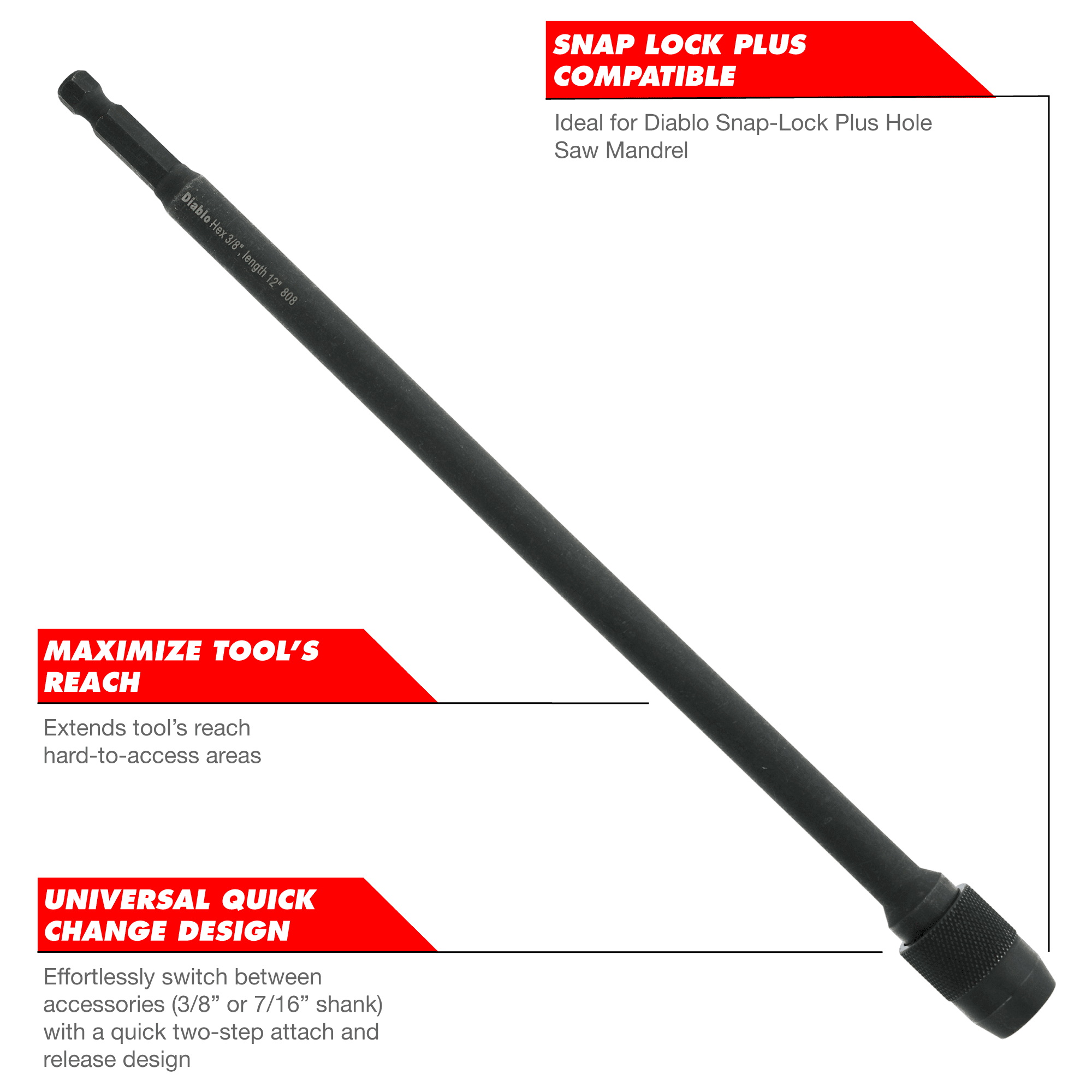Diablo Universal Extension 1/4" x 12" | DXT1020