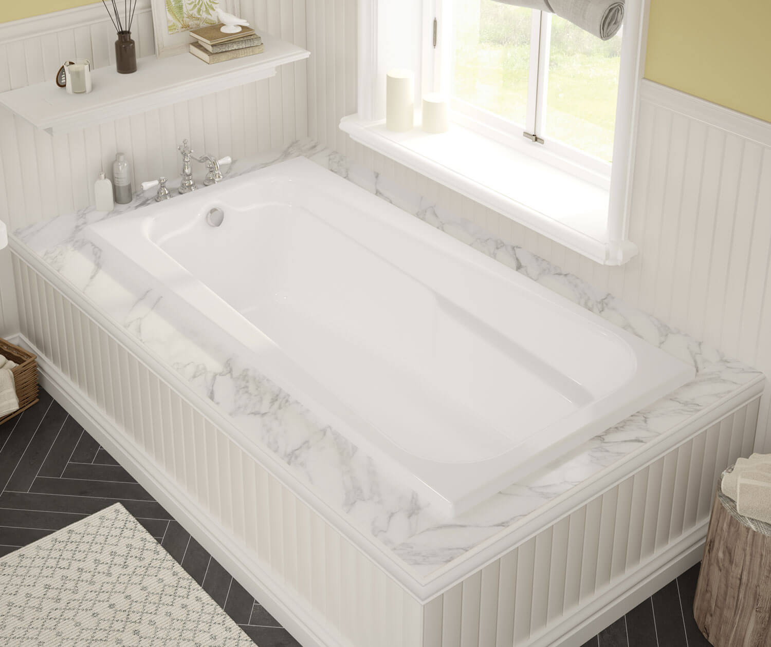 Timeless End Drain Bathtub, Acrylic White | 100104-000-001-000