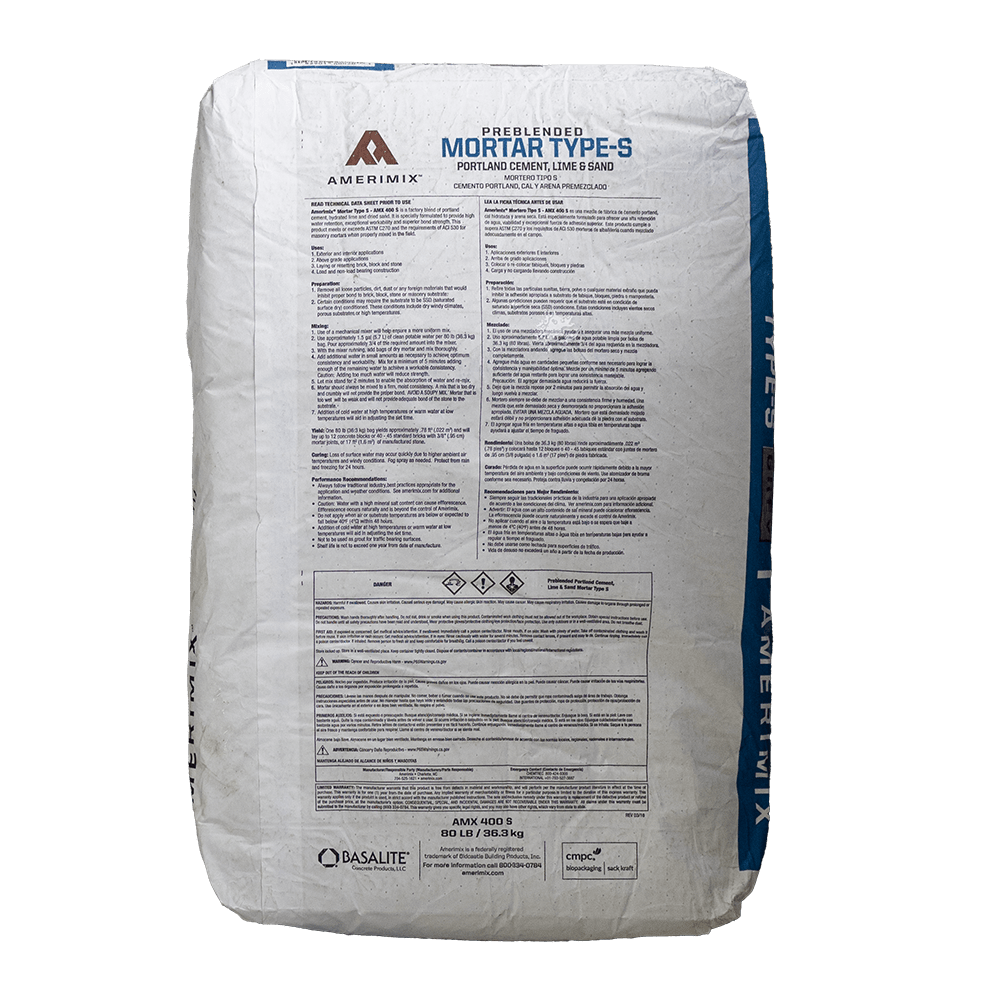 Amerimix Type S Mortar Mix, AMX 400, 80 lb | 100061992