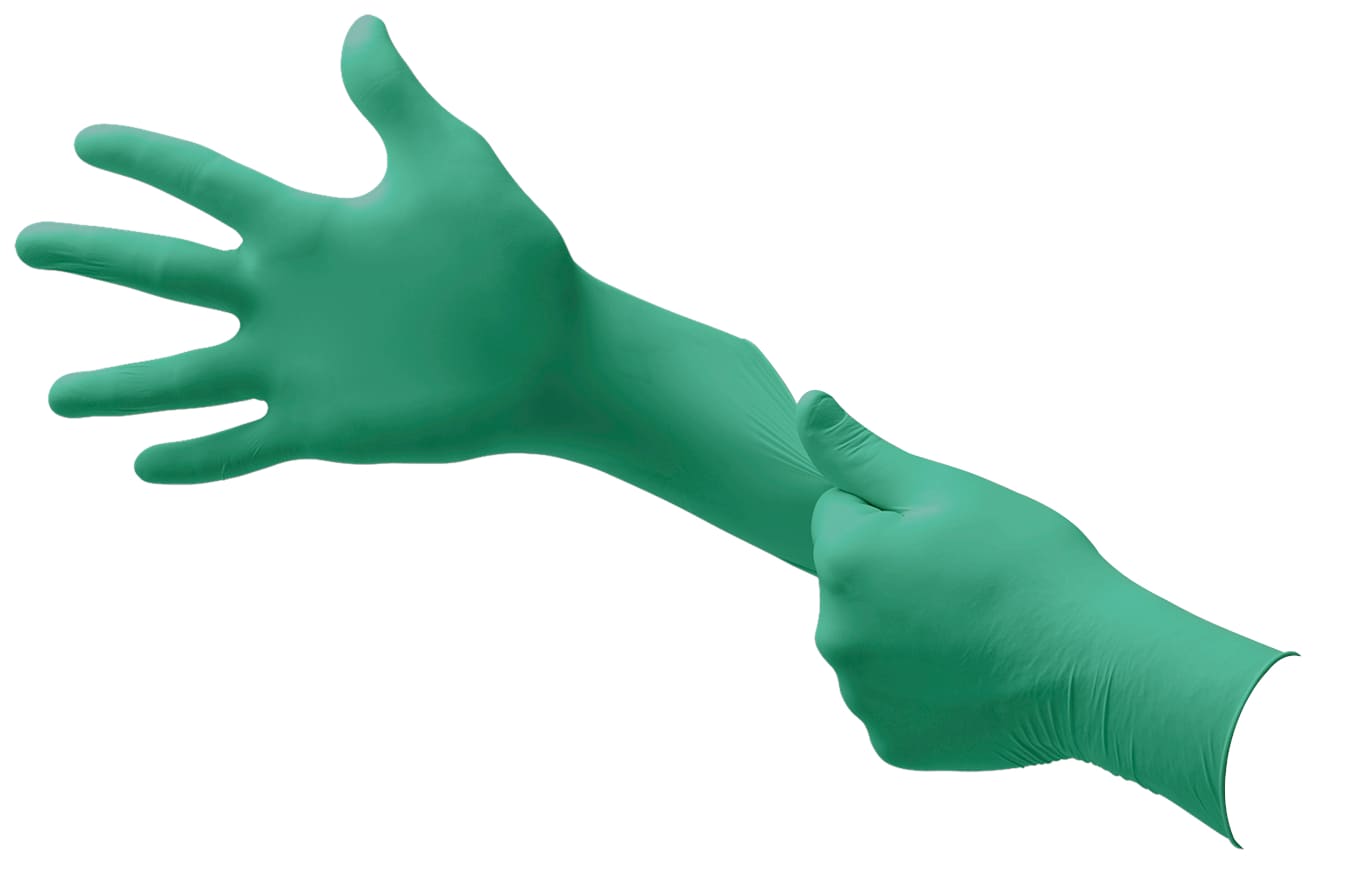 Touchntuff Disposable Gloves, Medium Nitrile Green | 92-600M