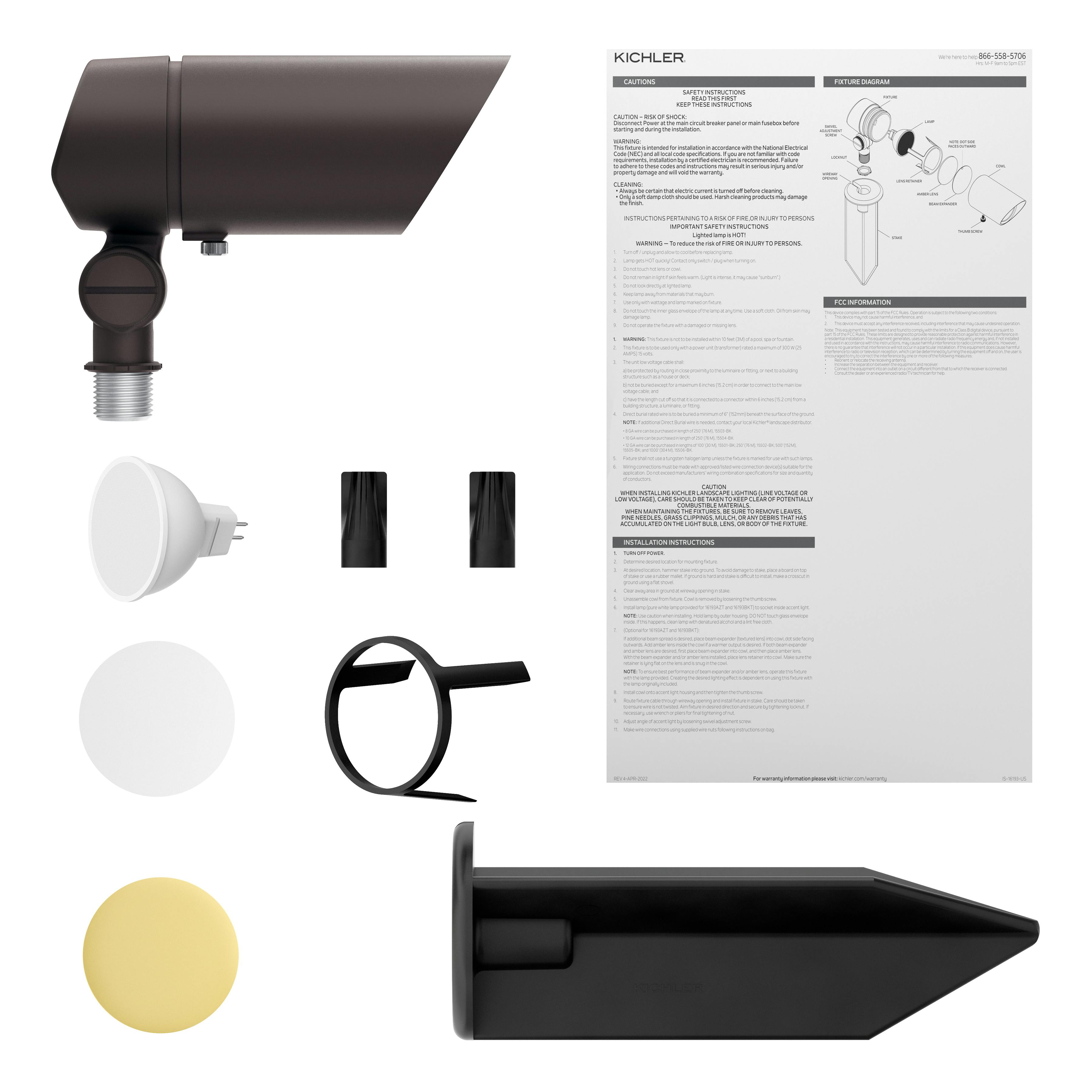 Kichler Drop-In Led Light And Accent Kit 12V Adjustable Drop-In Led Accent Kit In Textrued Architechtural Bronze 12V Adjustable Drop-In Led Accent Kit In Textured Architechtural Bronze | 16193AZT
