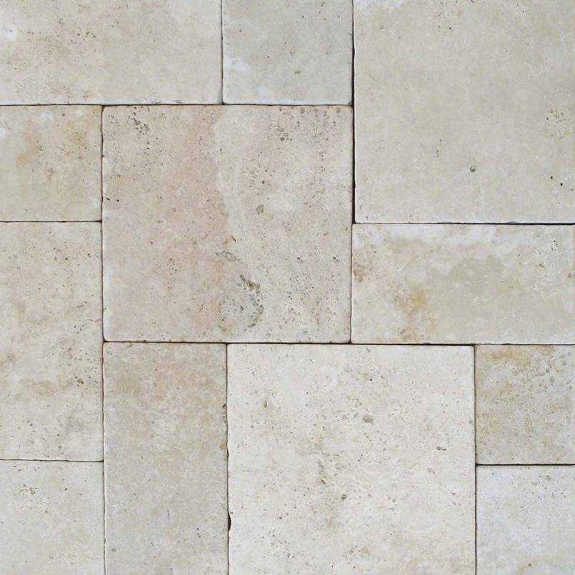 Msi Travertine French Pattern, (8" x 8", 8" x 16", 16" x 16", 16" x 24") x (3 cm), Beige Tumbled Paver Versaille Pattern, 160 sq. ft. / pallet
