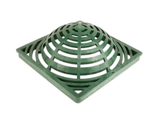 12" Square Domed Drain Atrium Grate, Green | G12SAG