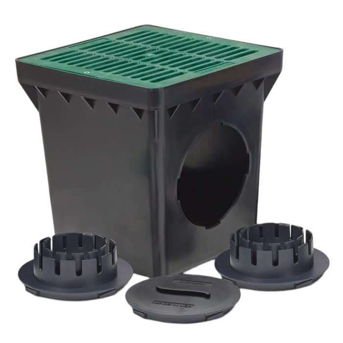 9" Square Basin Kit W/Green Grate Offset Green Grate Offset Adapter And Basin Plug | K9OG | K9OG