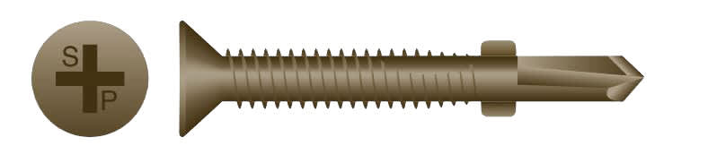 Self-Tapping Screw Phillips Flat Head Reamer, 1/4"-20 X 3-1/4" Steel With Wings |  SDFP025C0325LCWA4W-B
