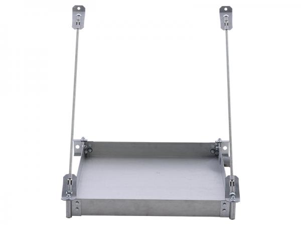 Wall Mounted Water Heater Platform, 24" L X 24" W X 4" H Galvanized Steel Hung Equipment, Drain | 30-SWHP-WM