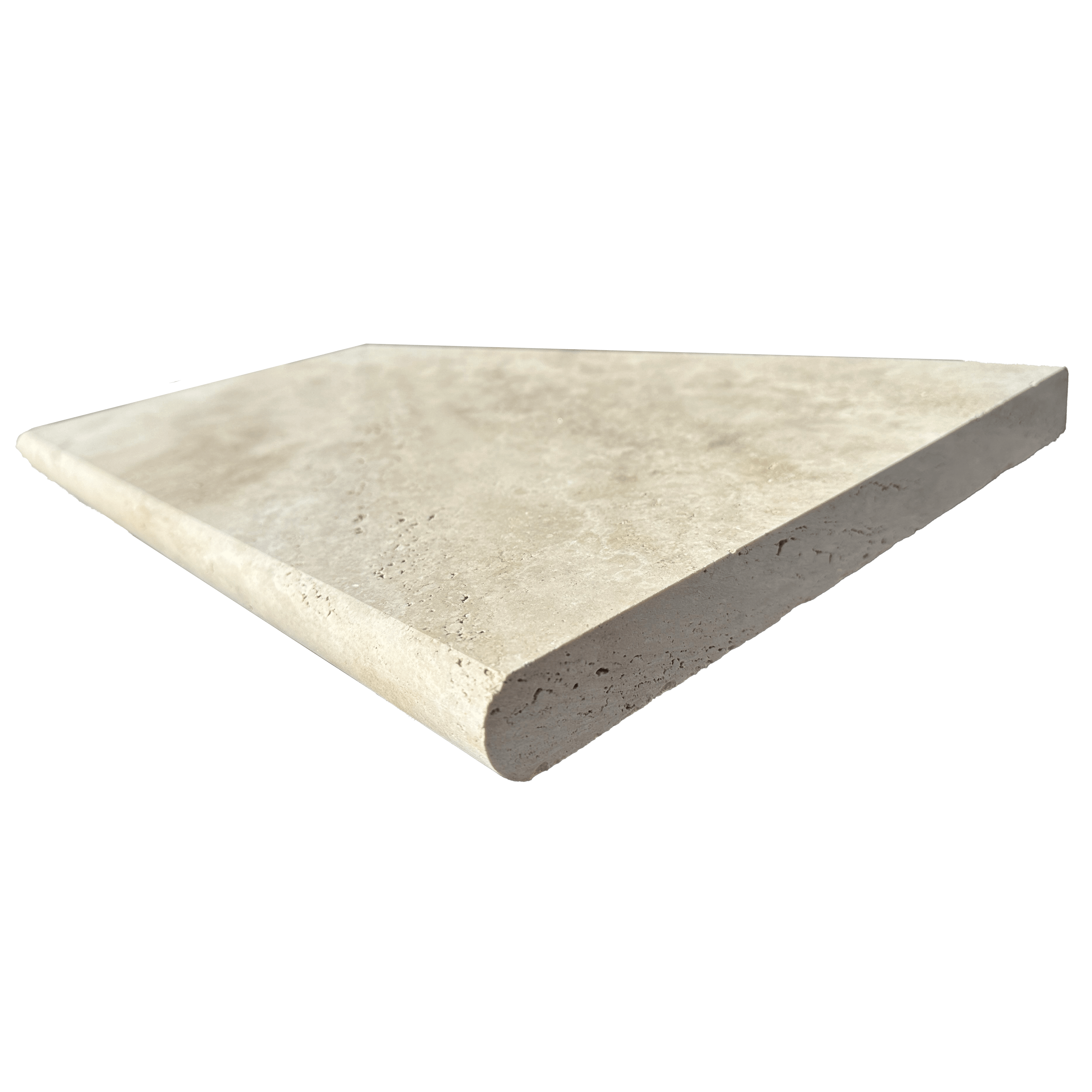 Lonestar Ivory Beige Travertine Tumbled Bullnose Coping Light Walnut 12" x 24" | IBTTB3CP12X24