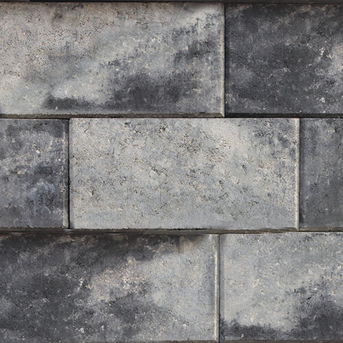 NICOLOCK VERONA WALL GRAPHITE PEARL BLEND - TUMBLED - PREMIUM - 96 EA/ PALLET - 3 EA/ SF - 8 LR/ PALLET 4" X 12" X 8"