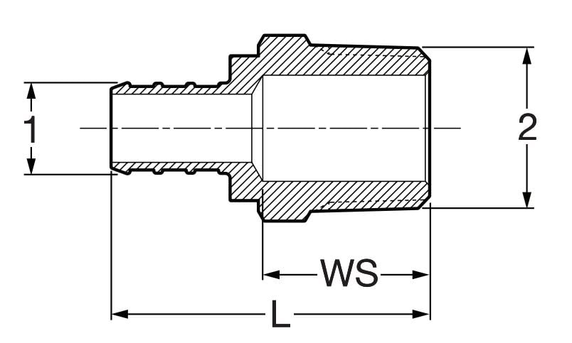Adapter 1/2" x 3/4" Brass, PureFlow Crimp X MPT | 46324