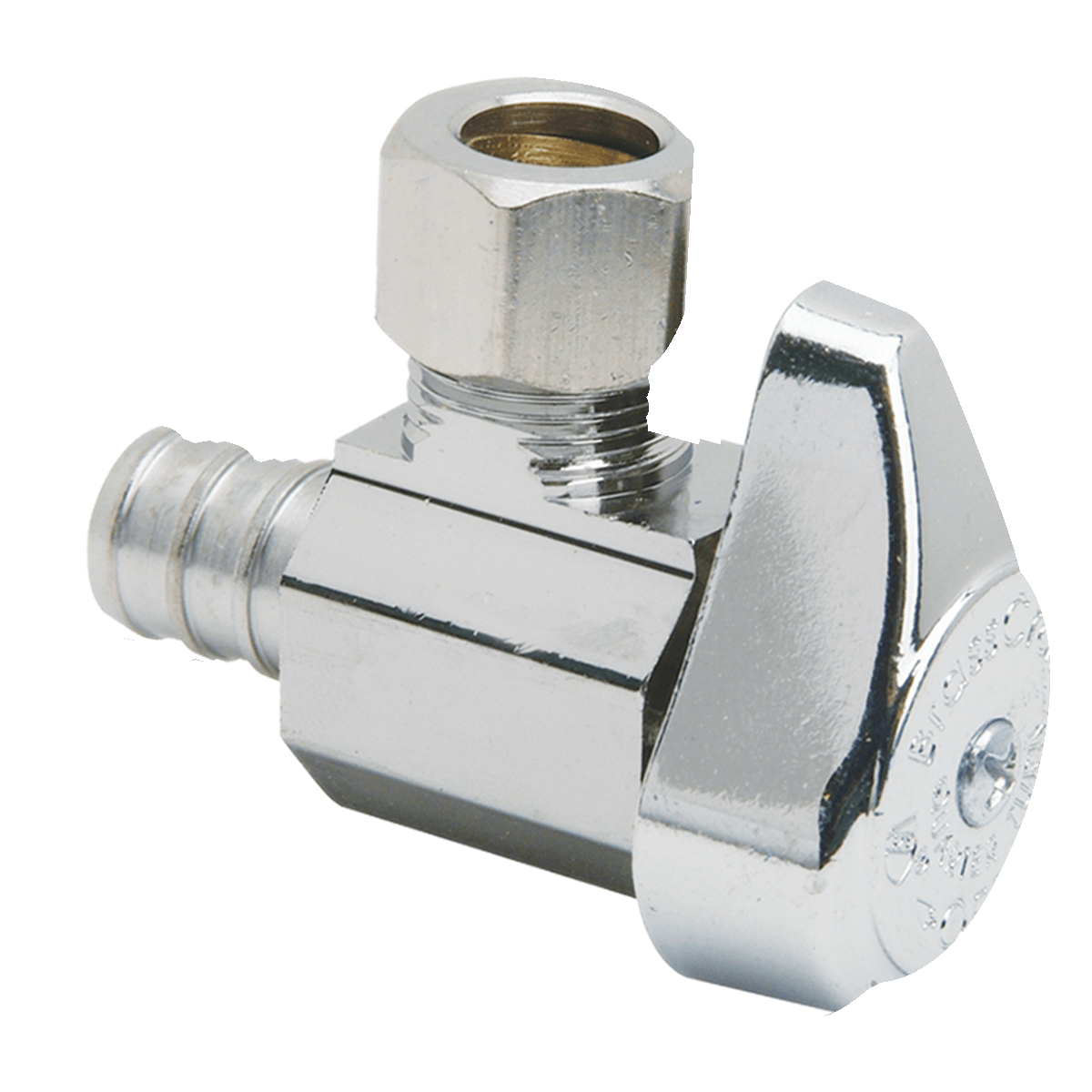 1-Piece Turn Angle Stop Brass 1/2" x 3/8" PEX Barb x Compression | G2BRPX19X C