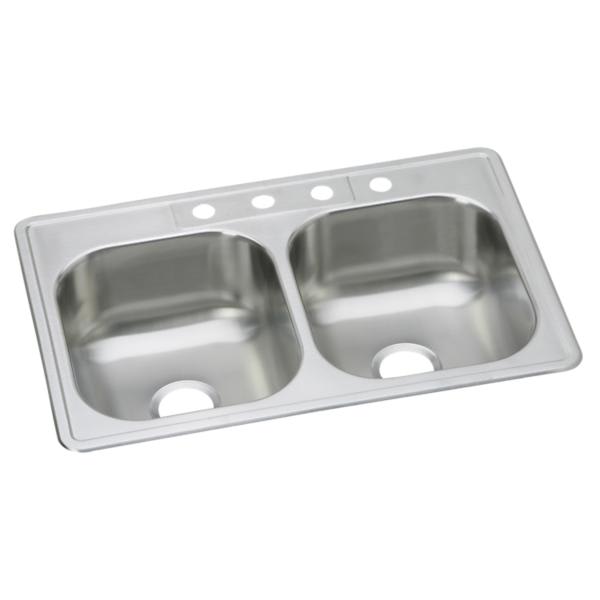 Dayton Double Bowl Drop-In Sink, 33" x 22" x 8" Stainless Steel 20 GA | DSE233224