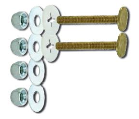 Brass-Plated Bolt Set, Closet, 1/4 x 2-1/4 | 40027