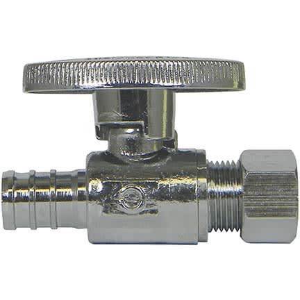 Straight Stop Valve 1/2" x 3/8", Lead Free Brass, PEX x OD CP Quarter Turn | 5421-232