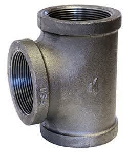 Domestic Straight Tee, 3/4" x 3/4" x 1/2" Female x Female x Female Ductile Iron Black | 310038203