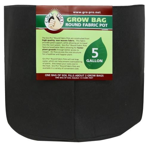 Gro Pro Premium Round Fabric Pot 5 Gallon (110/Cs)