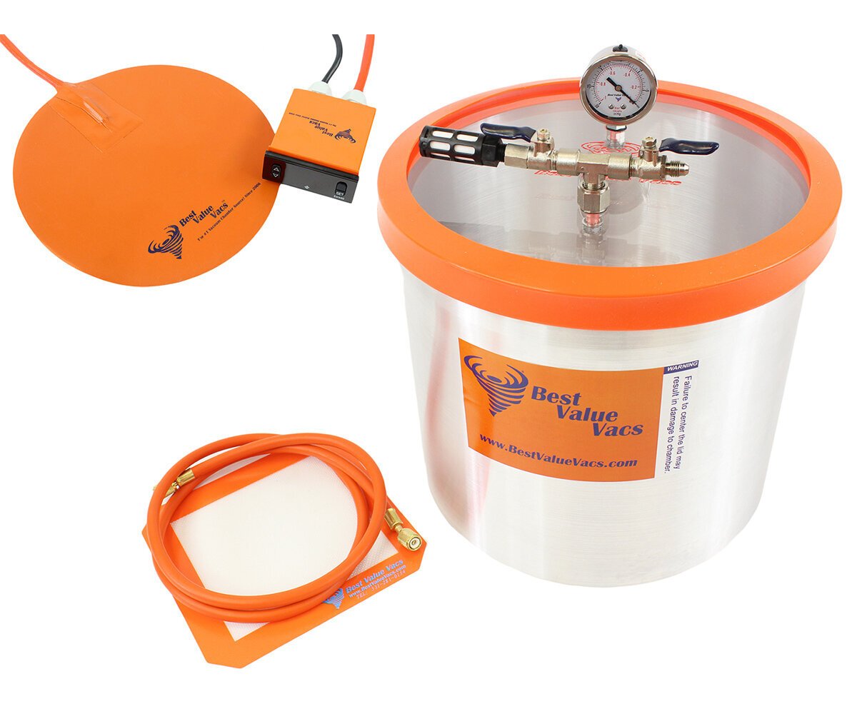 Best Value Vacs 5 Gallon Aluminum Vacuum Chamber with 10" Digital Heat Pad