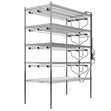 Fluence RAZR Modular Array 4-Tier Retail Kit, 12 48" Light Bars, 120-277V PSU2, DC Cabling for 8" Bar Spacing and Vertical 4-Tier Application, 2' Fixture Frames, Wire Hangers, 11" Dimming Cable, Single Retail Pack