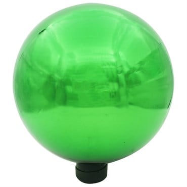 Gardener Select 10" Metallic Green Orb Glass Garden Globe