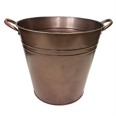 Gardener Select 11" Round Tall Tin Bucket Antique Copper 11"wx10"h 12/CS