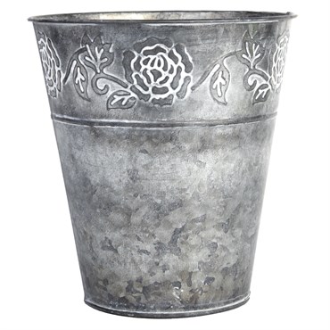 Gardener Select 7" Zinc Embossed Rose Planter Metal 6.9"x6.9"x7.7"
