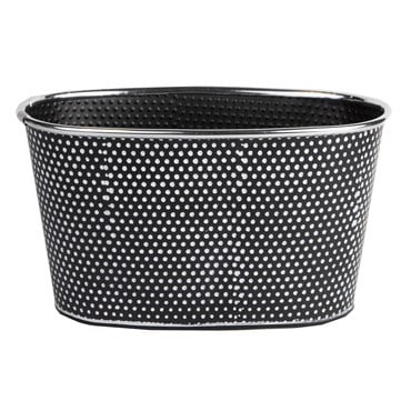Gardener Select 10" Zinc Oval Planter Black with White Dot 9.5"x5.7"x5.5"