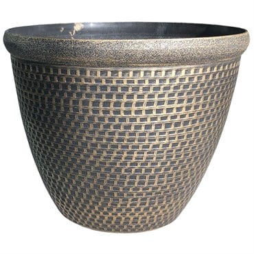 Grower Select 12" Cromarty Planter Black w/Gold Brush 16/CS 3.1gal