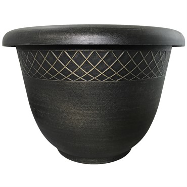 Grower Select 17.72 Fancy Roll Rim Pot Black / Gold 7.4gal 12/CS - 17.72in OD x 12.6in H