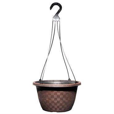 Grower Select 12.00 Weave Hanging Basket With Plastic Hanger & Dish Chestnut 50/CS