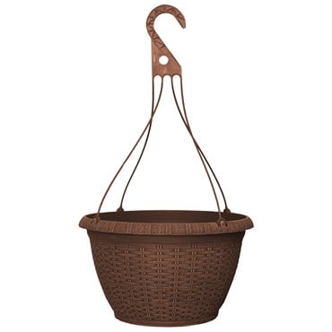 Grower Select 13.00 Wicker Hanging Basket with Hanger Chestnut 2.62gal 50/CS - 13in OD x 7.5in H