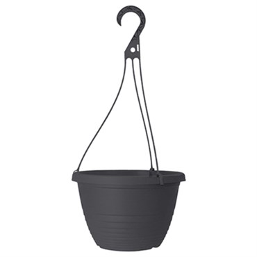 Grower Select 10.00 Everest Hanging Basket, With 18in Hanger, Black, 70 per Case, 10.08in OD x 6.99in H, 1.5 Gallon