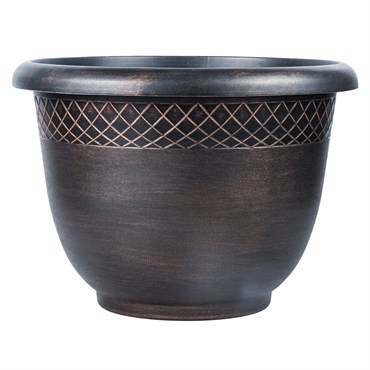 Grower Select 17.72 Fancy Roll Rim Pot Black / Copper Wash 28 Liter 7.4gal 12/CS - 17.72in OD X 12.6in H LF1106