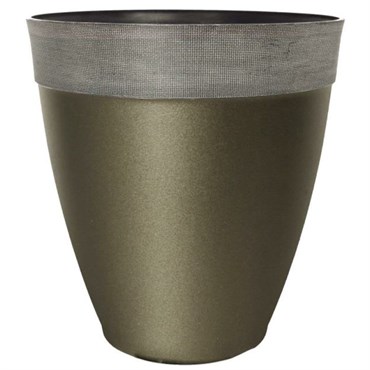 Grower Select 14.00 Gala Tall Planter High Gloss Pewter With Chalk Rim 7gal 9/CS - 14in OD X 15in H