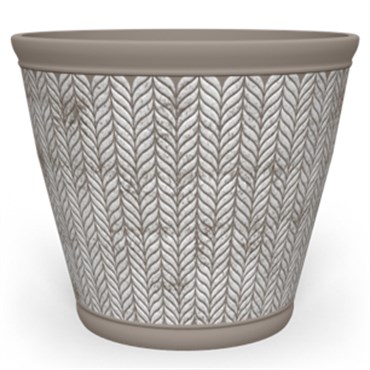 Grower Select 18.00 Whale Tail Round Planter Cappuccino w/White 13/CS, 17.6in OD x 14.19in H, 8.7 Gallons