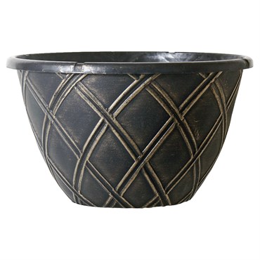 Grower Select 12.00 Lattice Hanging Basket Black w/ Gold Brush w/ 18.00 4-Strand Hanger 50/CS