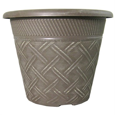 Grower Select 11.00 Nondas Lattice Pot ACP Aged Cappuccino 1.9gal 50/CS - 10.827in OD x 9.5in ID x 8.734in H
