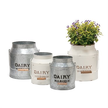 Deer Park 2pc Set Dairy Jug Cream & Galvanized