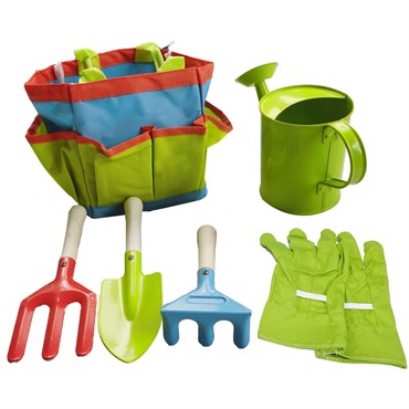 Gardener Select 6pc Kids Tool Set - Trowel, Fork, Spade, Bag, Glove & Watering Can