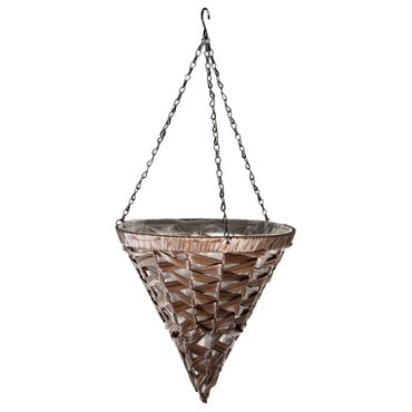 Gardener Select 14" Hanging Basket Cone Coffee Wicker 3 Strand Hanger 6/CS