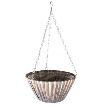 Gardener Select 12" Plastic & Straw Round Hanging Basket Grey/Tan 20/CS