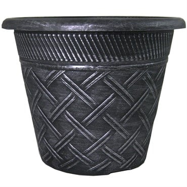 Grower Select 11.00 Nondas Lattice Pot Black / Silver 1.9gal 50/CS - 10.827in OD x 9.5in ID x 8.734in H
