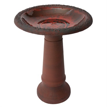 Algreen 20"x20"x20" Plastic/ Stone Composite Birdbath Red