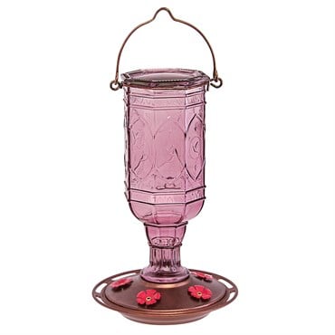 Classic 20oz Jewel Glass Amethyst Hummingbird Feeder 5 Ports