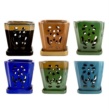 MCarr 6PC 8" Tall Floral Orchid Pot Mixed Asst