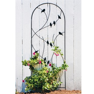 Panacea 72" Perched Bird Trellis Black