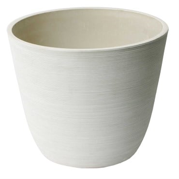 Algreen 14"x11" Round Ribbed Planter Whitesand