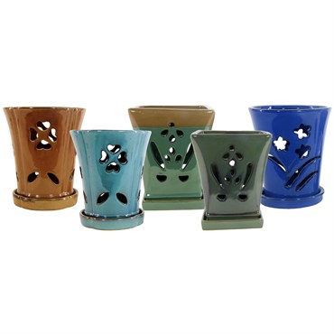 MCarr 6pc Tall Orchid Pot 3 Styles Mixed Assortment