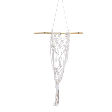 Primitive Large Macrame Wall Planter Antique White